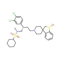 CN(C[C@@H](CCN1CCC2(CC1)C[S@@+]([O-])c1ccccc12)c1ccc(Cl)c(Cl)c1)S(=O)(=O)C1CCCCC1 ZINC000026580041