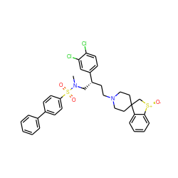 CN(C[C@@H](CCN1CCC2(CC1)C[S@@+]([O-])c1ccccc12)c1ccc(Cl)c(Cl)c1)S(=O)(=O)c1ccc(-c2ccccc2)cc1 ZINC000026642504