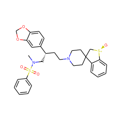 CN(C[C@@H](CCN1CCC2(CC1)C[S@@+]([O-])c1ccccc12)c1ccc2c(c1)OCO2)S(=O)(=O)c1ccccc1 ZINC000026648233