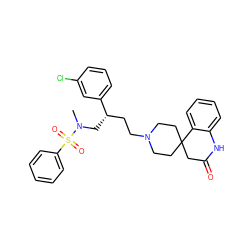 CN(C[C@@H](CCN1CCC2(CC1)CC(=O)Nc1ccccc12)c1cccc(Cl)c1)S(=O)(=O)c1ccccc1 ZINC000026501418