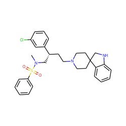 CN(C[C@@H](CCN1CCC2(CC1)CNc1ccccc12)c1cccc(Cl)c1)S(=O)(=O)c1ccccc1 ZINC000013479392