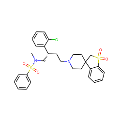 CN(C[C@@H](CCN1CCC2(CC1)CS(=O)(=O)c1ccccc12)c1ccccc1Cl)S(=O)(=O)c1ccccc1 ZINC000026649435