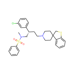 CN(C[C@@H](CCN1CCC2(CC1)CSc1ccccc12)c1cccc(Cl)c1)S(=O)(=O)c1ccccc1 ZINC000026497904