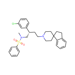 CN(C[C@@H](CCN1CCC2(CCc3ccccc32)CC1)c1cccc(Cl)c1)S(=O)(=O)c1ccccc1 ZINC000013479390