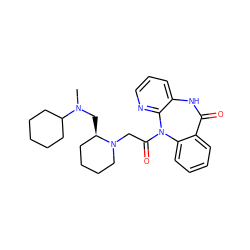 CN(C[C@@H]1CCCCN1CC(=O)N1c2ccccc2C(=O)Nc2cccnc21)C1CCCCC1 ZINC000029406426