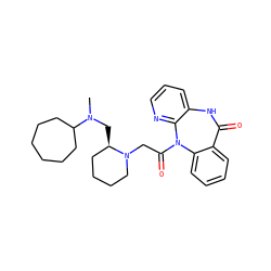 CN(C[C@@H]1CCCCN1CC(=O)N1c2ccccc2C(=O)Nc2cccnc21)C1CCCCCC1 ZINC000029415978