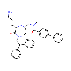 CN(C[C@@H]1CCN(CC(c2ccccc2)c2ccccc2)C(=O)[C@H](CCCN)N1)C(=O)c1ccc(-c2ccccc2)cc1 ZINC001772631067