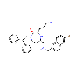 CN(C[C@@H]1CCN(CC(c2ccccc2)c2ccccc2)C(=O)[C@H](CCCN)N1)C(=O)c1ccc2cc(Br)ccc2c1 ZINC000118700413