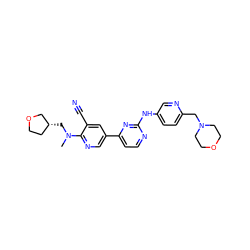 CN(C[C@@H]1CCOC1)c1ncc(-c2ccnc(Nc3ccc(CN4CCOCC4)nc3)n2)cc1C#N ZINC000223231593