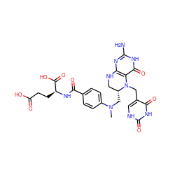 CN(C[C@@H]1CNc2nc(N)[nH]c(=O)c2N1Cc1c[nH]c(=O)[nH]c1=O)c1ccc(C(=O)N[C@@H](CCC(=O)O)C(=O)O)cc1 ZINC000027750519