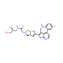 CN(C[C@H](O)CO)C(=O)CN1C[C@@H]2C=C(c3[nH]c4nccc5c4c3CN(C)c3ccc(F)cc3-5)C[C@H]2C1 ZINC001772650134