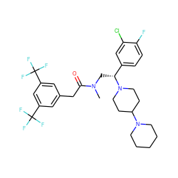 CN(C[C@H](c1ccc(F)c(Cl)c1)N1CCC(N2CCCCC2)CC1)C(=O)Cc1cc(C(F)(F)F)cc(C(F)(F)F)c1 ZINC000027518543