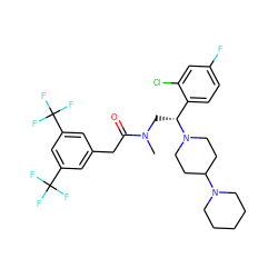 CN(C[C@H](c1ccc(F)cc1Cl)N1CCC(N2CCCCC2)CC1)C(=O)Cc1cc(C(F)(F)F)cc(C(F)(F)F)c1 ZINC000027441024