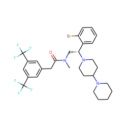 CN(C[C@H](c1ccccc1Br)N1CCC(N2CCCCC2)CC1)C(=O)Cc1cc(C(F)(F)F)cc(C(F)(F)F)c1 ZINC000027437284