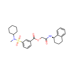 CN(C1CCCCC1)S(=O)(=O)c1cccc(C(=O)OCC(=O)N[C@@H]2CCCc3ccccc32)c1 ZINC000008692741