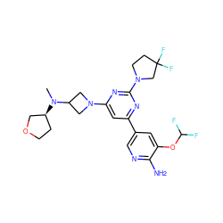 CN(C1CN(c2cc(-c3cnc(N)c(OC(F)F)c3)nc(N3CCC(F)(F)C3)n2)C1)[C@H]1CCOC1 ZINC000653685069