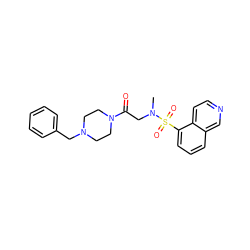 CN(CC(=O)N1CCN(Cc2ccccc2)CC1)S(=O)(=O)c1cccc2cnccc12 ZINC000028705188