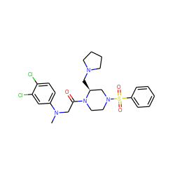 CN(CC(=O)N1CCN(S(=O)(=O)c2ccccc2)C[C@@H]1CN1CCCC1)c1ccc(Cl)c(Cl)c1 ZINC000040424212