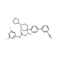 CN(CC(=O)Nc1cc(F)cc(F)c1)C1(c2ccc(-c3cccc(C#N)c3)cc2)CCN(C2CCCC2)CC1 ZINC000038157865