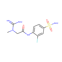 CN(CC(=O)Nc1ccc(S(N)(=O)=O)cc1F)C(=N)N ZINC000013800568