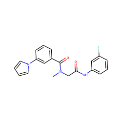 CN(CC(=O)Nc1cccc(F)c1)C(=O)c1cccc(-n2cccc2)c1 ZINC000008021062