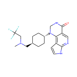 CN(CC(F)(F)F)C[C@H]1CC[C@H](N2CNC(=O)c3cnc4[nH]ccc4c32)CC1 ZINC001772576047