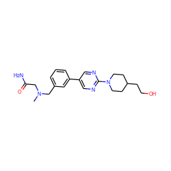 CN(CC(N)=O)Cc1cccc(-c2cnc(N3CCC(CCO)CC3)nc2)c1 ZINC001772630281