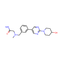 CN(CC(N)=O)Cc1cccc(-c2cnc(N3CCC(O)CC3)nc2)c1 ZINC000142978057