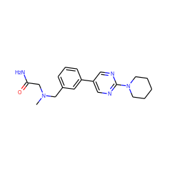 CN(CC(N)=O)Cc1cccc(-c2cnc(N3CCCCC3)nc2)c1 ZINC000142808221