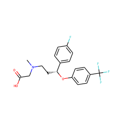 CN(CC[C@@H](Oc1ccc(C(F)(F)F)cc1)c1ccc(F)cc1)CC(=O)O ZINC000026152615