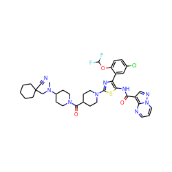 CN(CC1(C#N)CCCCC1)C1CCN(C(=O)C2CCN(c3nc(-c4cc(Cl)ccc4OC(F)F)c(NC(=O)c4cnn5cccnc45)s3)CC2)CC1 ZINC001772642265