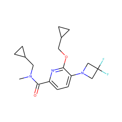 CN(CC1CC1)C(=O)c1ccc(N2CC(F)(F)C2)c(OCC2CC2)n1 ZINC000146428330