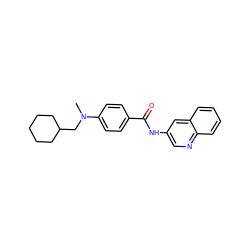 CN(CC1CCCCC1)c1ccc(C(=O)Nc2cnc3ccccc3c2)cc1 ZINC000029051391