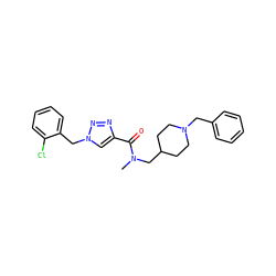 CN(CC1CCN(Cc2ccccc2)CC1)C(=O)c1cn(Cc2ccccc2Cl)nn1 ZINC000011934716