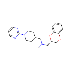 CN(CC1CCN(c2ncccn2)CC1)C[C@H]1COc2ccccc2O1 ZINC000013799880