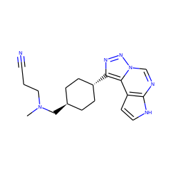 CN(CCC#N)C[C@H]1CC[C@H](c2nnn3cnc4[nH]ccc4c23)CC1 ZINC001772614006