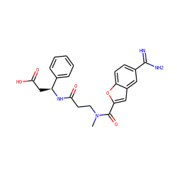 CN(CCC(=O)N[C@@H](CC(=O)O)c1ccccc1)C(=O)c1cc2cc(C(=N)N)ccc2o1 ZINC000013776137