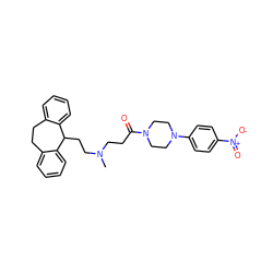 CN(CCC(=O)N1CCN(c2ccc([N+](=O)[O-])cc2)CC1)CCC1c2ccccc2CCc2ccccc21 ZINC000040393542