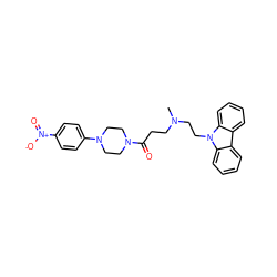 CN(CCC(=O)N1CCN(c2ccc([N+](=O)[O-])cc2)CC1)CCn1c2ccccc2c2ccccc21 ZINC000040866319