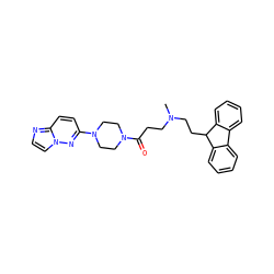 CN(CCC(=O)N1CCN(c2ccc3nccn3n2)CC1)CCC1c2ccccc2-c2ccccc21 ZINC000040423176