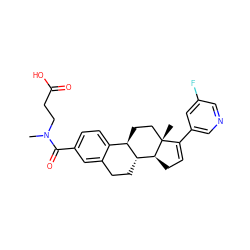 CN(CCC(=O)O)C(=O)c1ccc2c(c1)CC[C@@H]1[C@@H]2CC[C@]2(C)C(c3cncc(F)c3)=CC[C@@H]12 ZINC000205153041