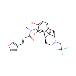 CN(CCC[C@]1(O)[C@H]2CCN(CC(F)(F)F)[C@@H]1Cc1ccc(O)c(O)c12)C(=O)/C=C/c1ccoc1 ZINC000095593938