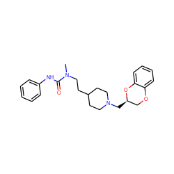 CN(CCC1CCN(C[C@@H]2COc3ccccc3O2)CC1)C(=O)Nc1ccccc1 ZINC000013813690