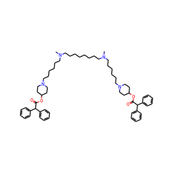 CN(CCCCCCCCN(C)CCCCCCN1CCC(OC(=O)C(c2ccccc2)c2ccccc2)CC1)CCCCCCN1CCC(OC(=O)C(c2ccccc2)c2ccccc2)CC1 ZINC000150569970