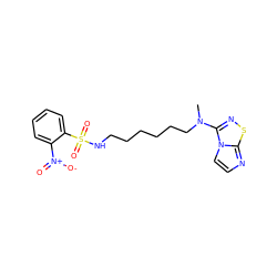 CN(CCCCCCNS(=O)(=O)c1ccccc1[N+](=O)[O-])c1nsc2nccn12 ZINC000013641276