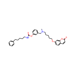 CN(CCCCCOc1ccc2ccc(=O)oc2c1)Cc1cccc(OC(=O)NCCCCCc2ccccc2)c1 ZINC000653823168