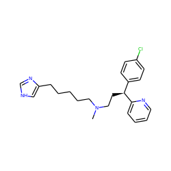 CN(CCCCCc1c[nH]cn1)CC[C@@H](c1ccc(Cl)cc1)c1ccccn1 ZINC000013490240