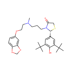 CN(CCCN1C(=O)CS[C@@H]1c1cc(C(C)(C)C)c(O)c(C(C)(C)C)c1)CCOc1ccc2c(c1)OCO2 ZINC000001890661