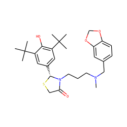 CN(CCCN1C(=O)CS[C@@H]1c1cc(C(C)(C)C)c(O)c(C(C)(C)C)c1)Cc1ccc2c(c1)OCO2 ZINC000013781682
