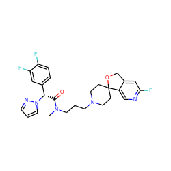 CN(CCCN1CCC2(CC1)OCc1cc(F)ncc12)C(=O)[C@@H](c1ccc(F)c(F)c1)n1cccn1 ZINC000038578346